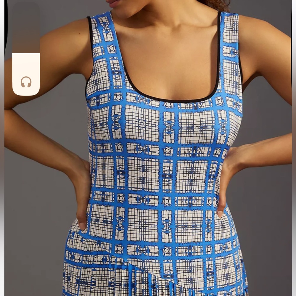 Anthropologie Dhruv Kapoor Plaid Midi Dress Blue White Plaid NWT 2X - Picture 4 of 6